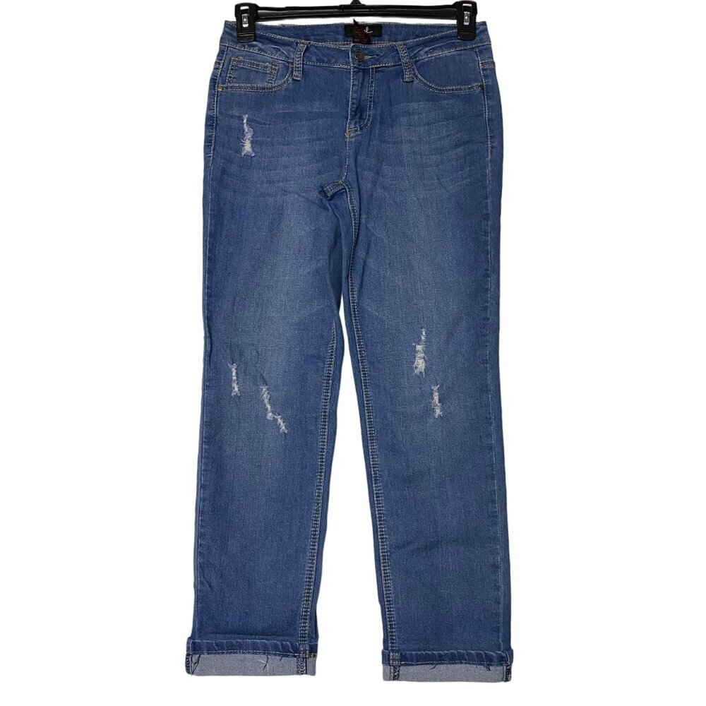 EARL crop rolled hem distressed jeans‎ SIZE 4
